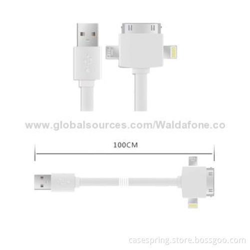 3-in-1 USB Charger Sync Cable for Apple 30-pin, Mini USB and Micro USB Port